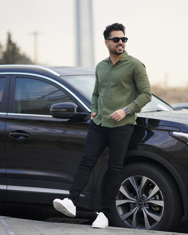پیراهن آستین بلند مردانه نخ کش ساده رنگبندی کامل