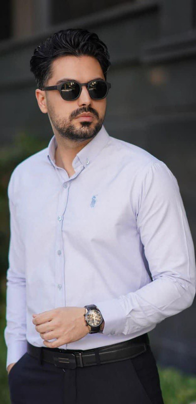 پیراهن آستین بلند تک رنگ مردانه