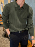 بلوز نیم یقه مراکشی مردانه اورجینال استایل اولد مانی old money -ارجینال (یشمی رنگ)