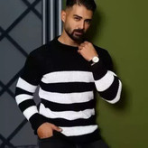 بافت وینگر ارجینال_مشکی با خطوط سفید