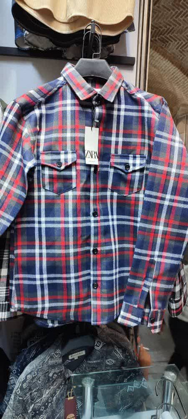 پیراهن پشمی مردانه اورجینال ZARA چهارخانه دو جیب