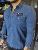 پیراهن لی مردانه آستین بلند دو جیب پارچه ترک رنگبندی کامل