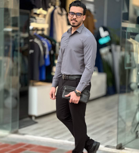 پیراهن تک رنگ استین بلندنخی