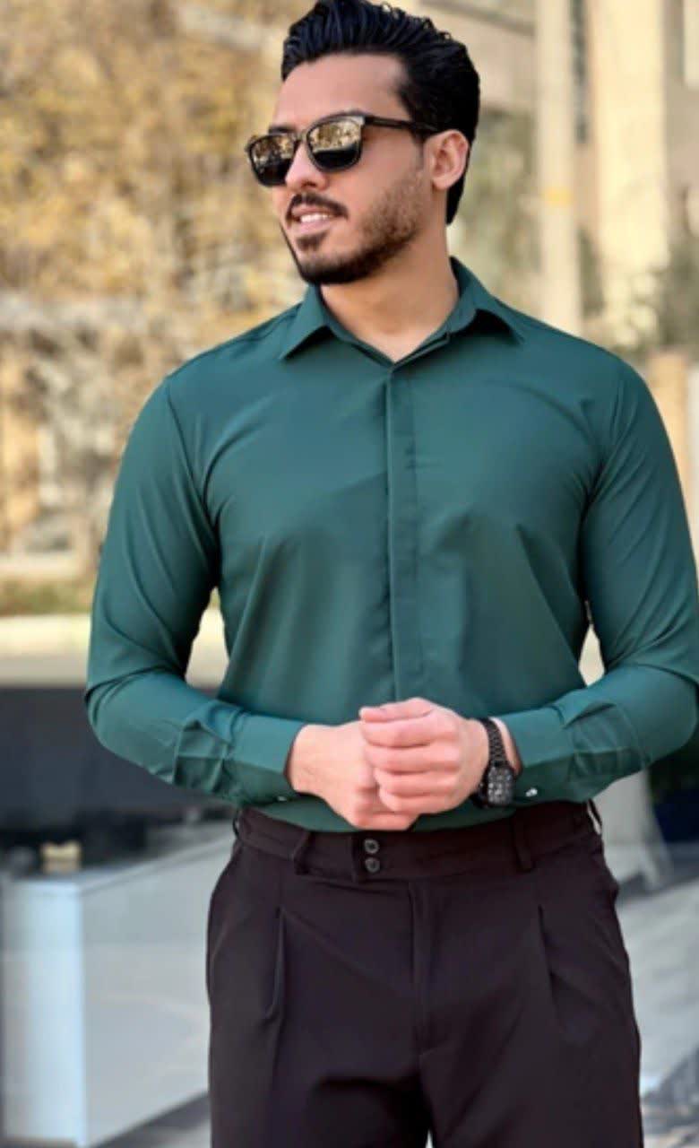 پیراهن تک رنگ  استین بلندنخی
